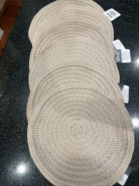 6 new Neutral champagne Beige woven Placemats home collection dining decor NWT